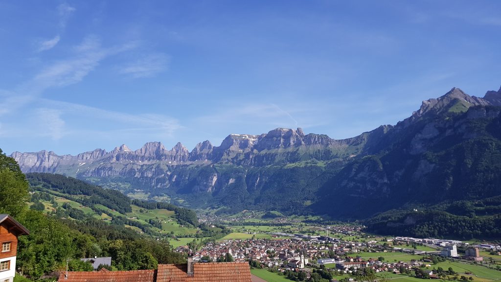 View across the valley from Talstation Bergbahn Schönhalden