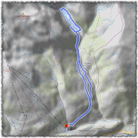 Map of the hike to Lake Pigniu