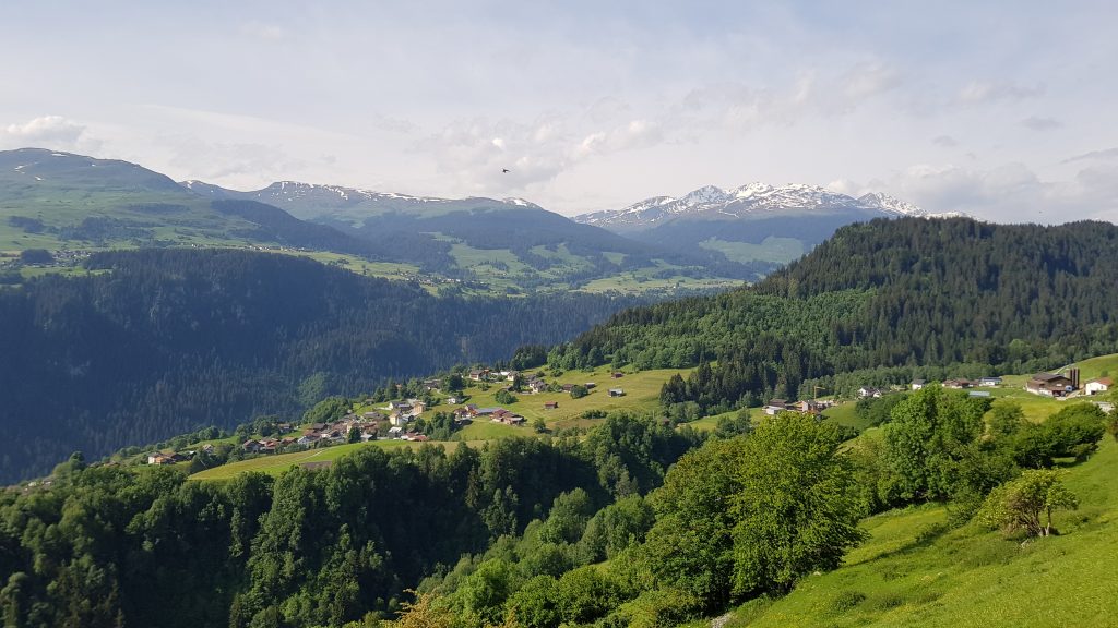 The view across the valley from the road to Andiast.