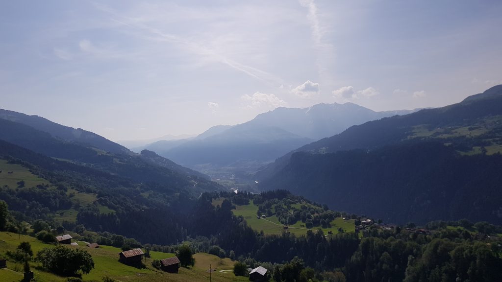 The view across the valley from the road to Andiast.