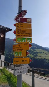Signpost at the start of the hike