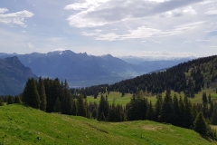 Looking back across the valley towards the mountains in Liechtenstein.