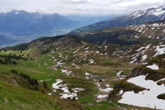 The view from Chammhüttli towards the mountains of Liechtenstein