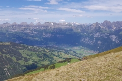 The view from the top of the ridge looking towards the Alvier chain of mountains
