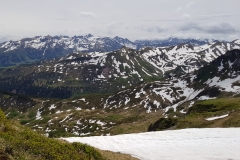 The view from the top of the ridge looking towards the Pizol region.