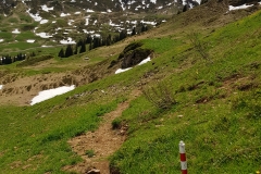 The trail leading down the side of the ridge
