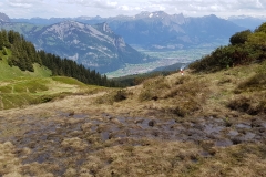 The trail lower down the side of the ridge
