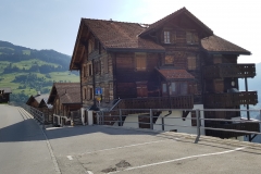 The traditional alpine buildings in Andest
