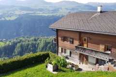 The traditional alpine buildings in Andiast