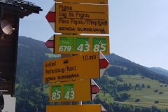 The signpost in Andiast marking the start of the trail.