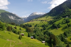 Looking along the valley, with the mountains in the distance