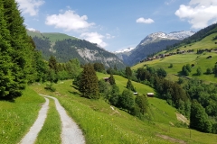 Looking along the valley, with the mountains in the distance
